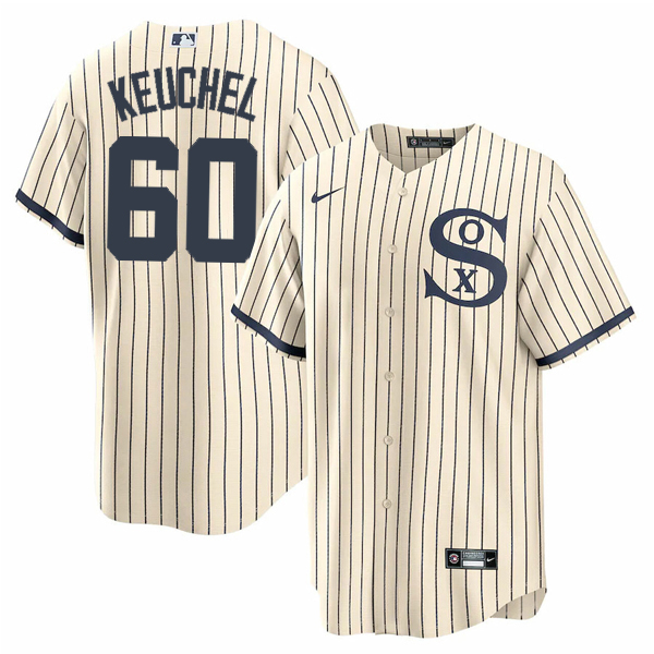 Men's Chicago White Sox #60 Dallas Keuchel 2021 Cream/Navy Name&Number